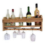 bottle shelf, recycled wooden glasses