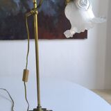 Art Deco bronze and frosted glass tulip lamp