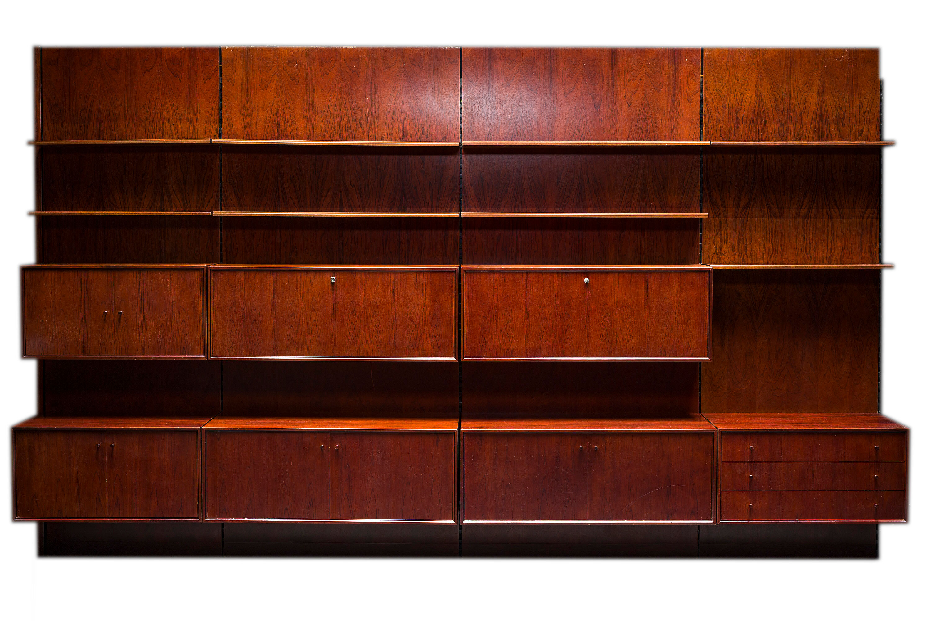 German Rosewood Modular Wall Shelves by IDEE Mobel, 1960s, Set of 25