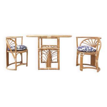 Chaises en Bambou, Italie, années 1960, lot de 3