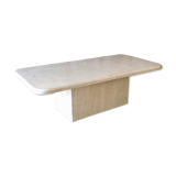 Travertine table with semi-round edges