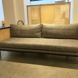 Canapé cannage 210 bois noir Red Edition - sillon marine tissu lelièvre