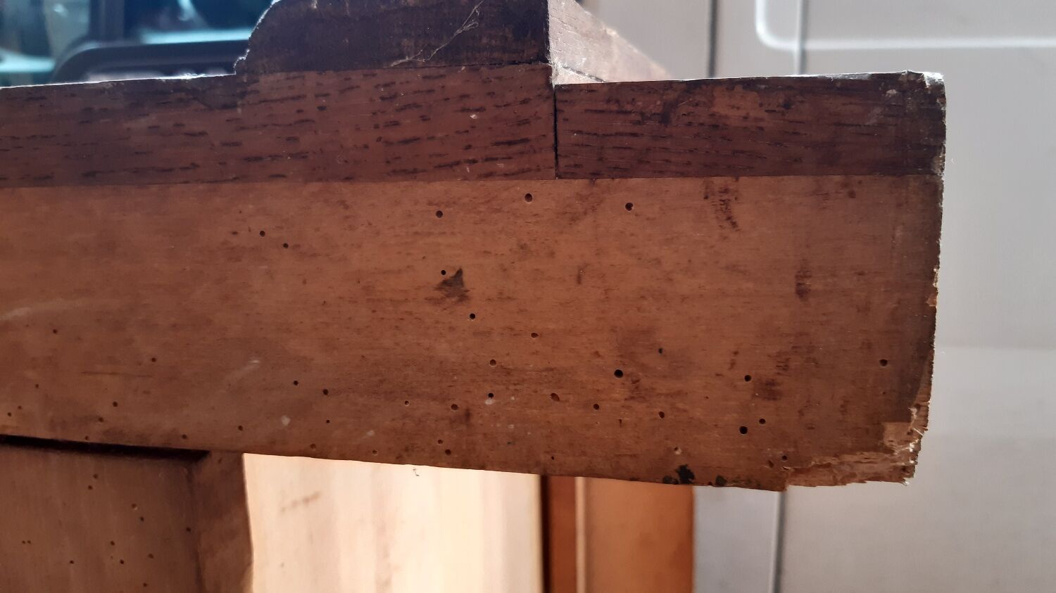 Commode chêne et marbre début XXème