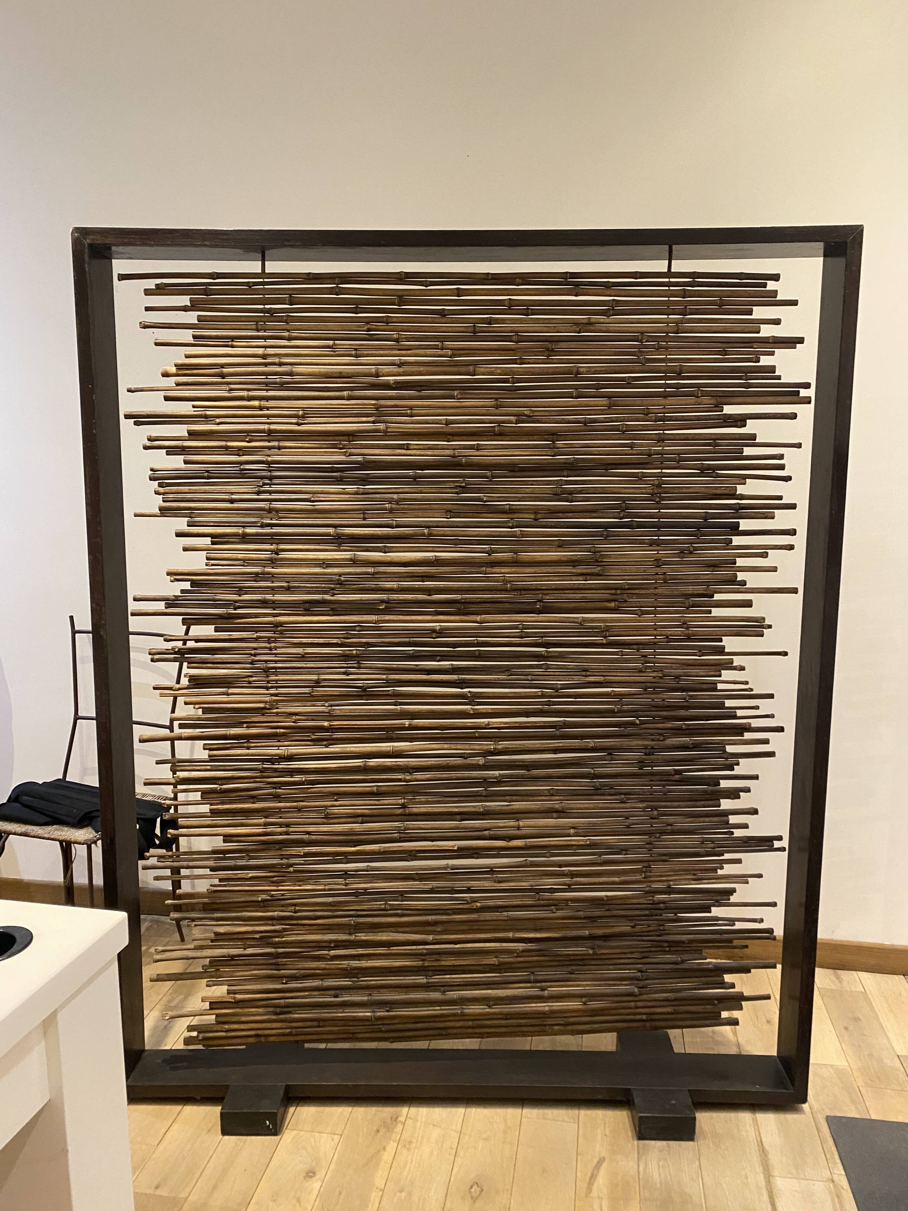 Exotic wood and bamboo privacy screen