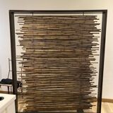 Exotic wood and bamboo privacy screen