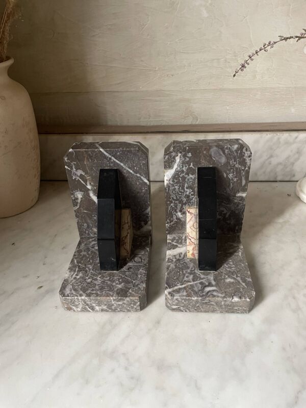 Paire de serre-livres marbre et onyx Art déco