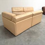 Canapé-lit/méridienne De Sede DS76 en cuir beige, années 1970
