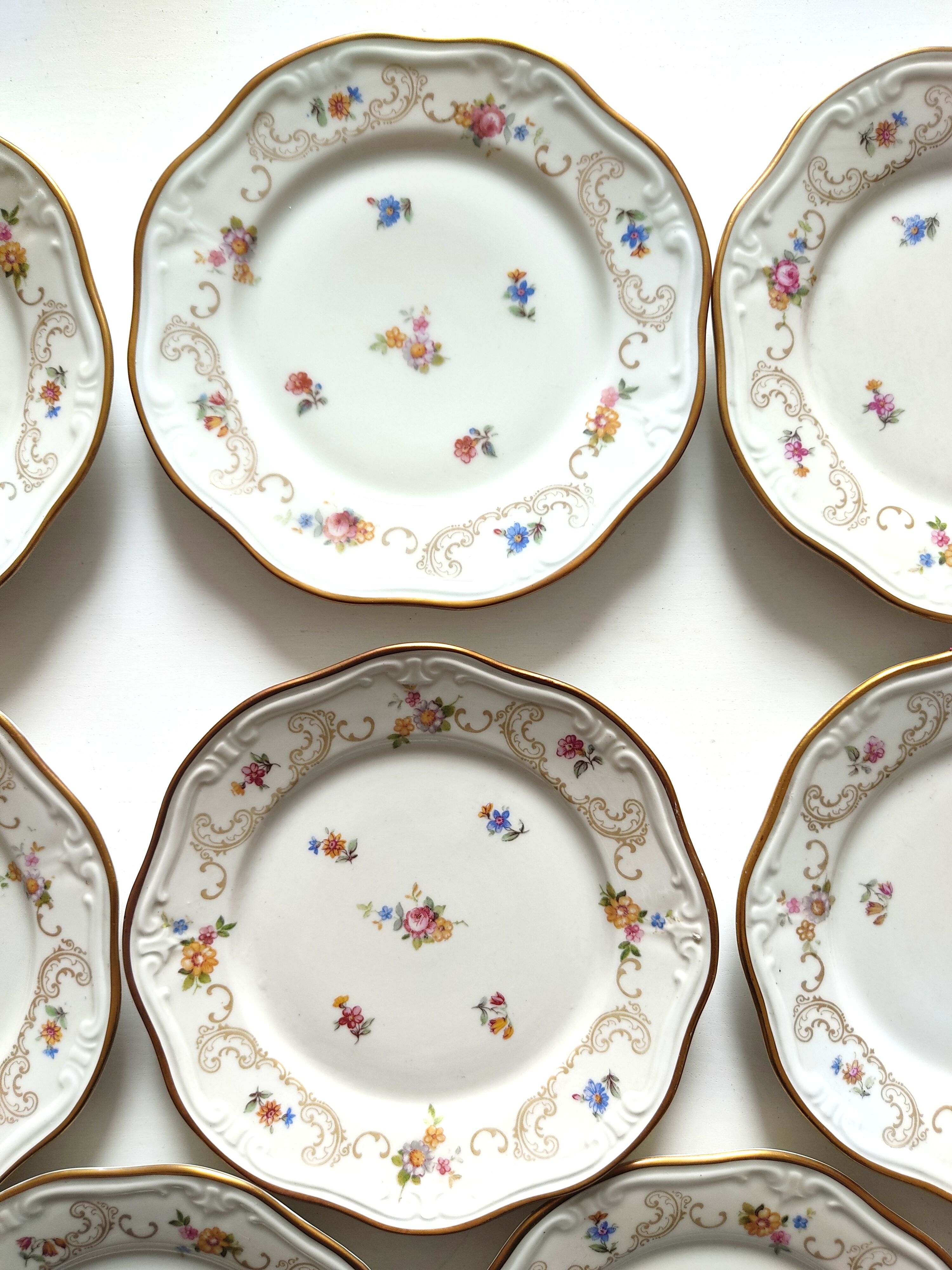 10 assiettes en porcelaine fleurie, veb r reichenbach