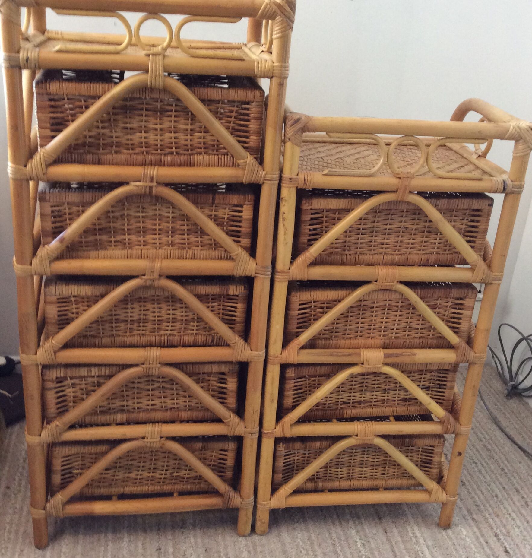 Rattan and wicker rag duo from the 70s