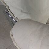 Leolux armchair, swivel chair with white leather upholstery, 1960s