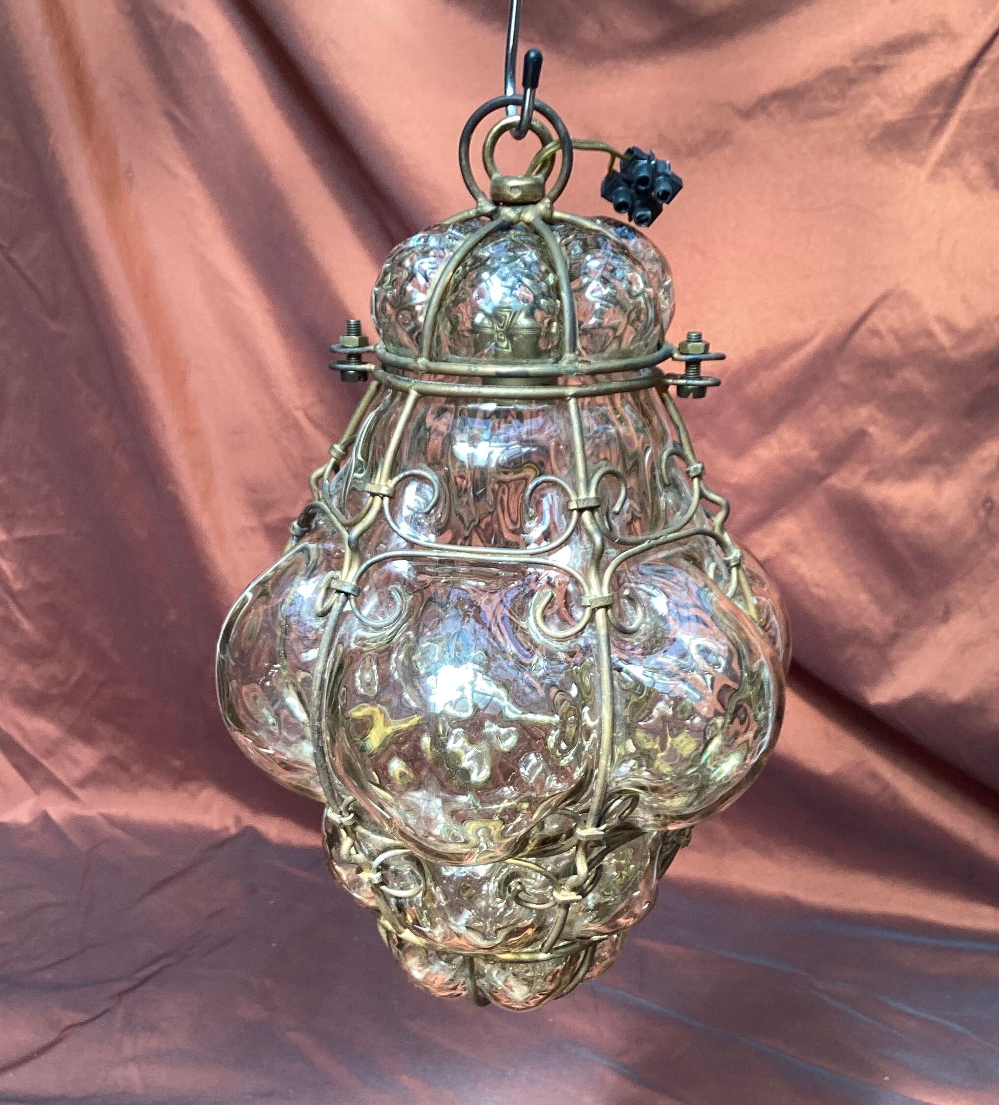 Lantern cage in blown glass style Murano dimension: H-28cm- D-18cm-