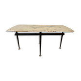 Table basse en métal noir et marbre beige