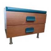 Table de chevet / Meuble d'appoint vert canard et bois – Style Scandinave
