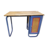 Vintage children's desk with tubular structure and wood tray - 50s