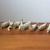 Set of 6 animal knife holders in Limoges porcelain