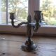 Vintage tin chandelier with 3 lights – Antique stamped candelabrum – H 20 cm