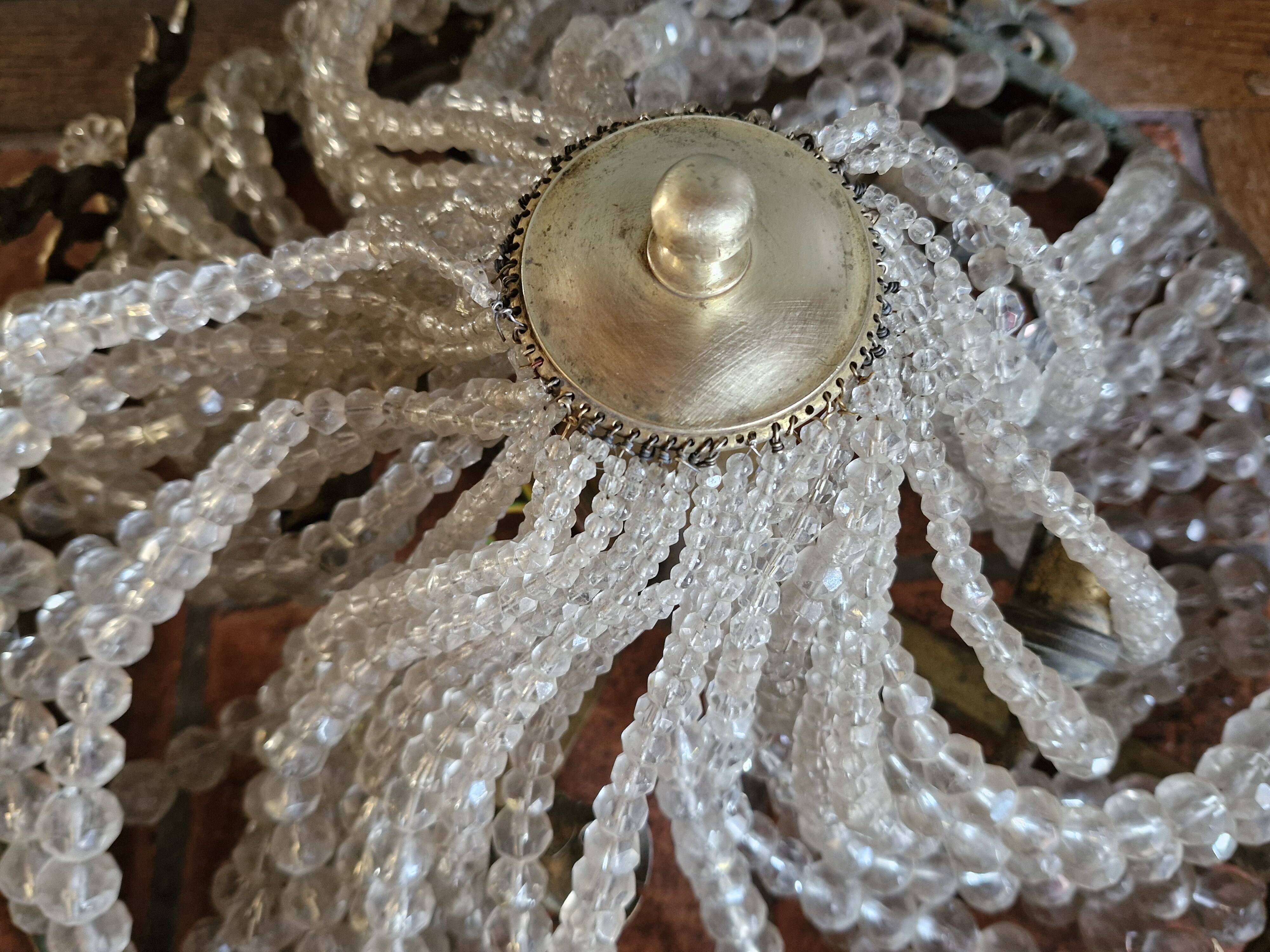 Large ceiling light Demi Montgolfière in bronze with 5 lights - 19th century period