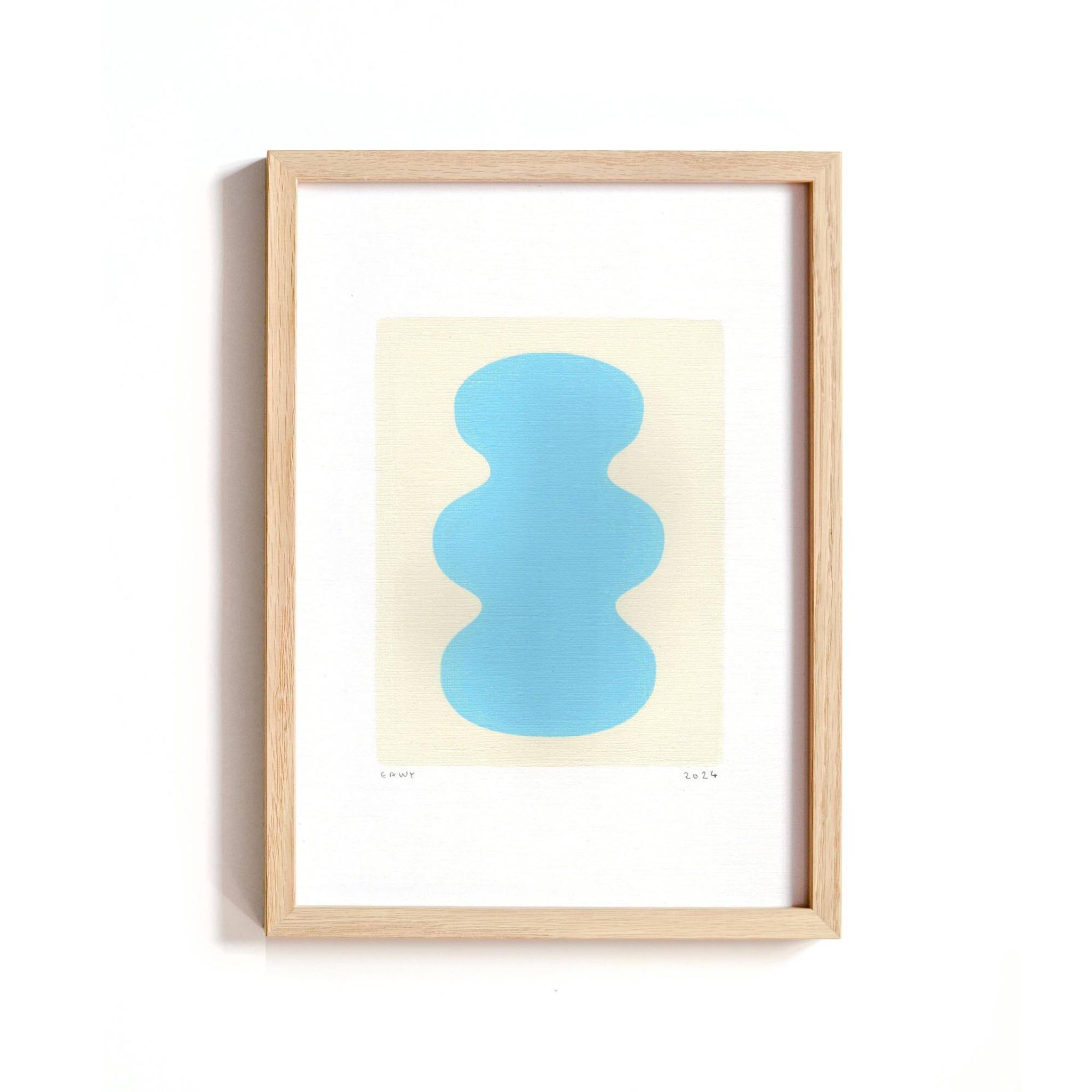 Collection of 4 sky blue abstract paintings signed Eawy.
