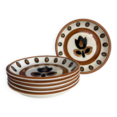 Set of 6 deep plates boch la louviere vintage 1970 kimono model - 70s - seventies plates boch tulip - soup plates