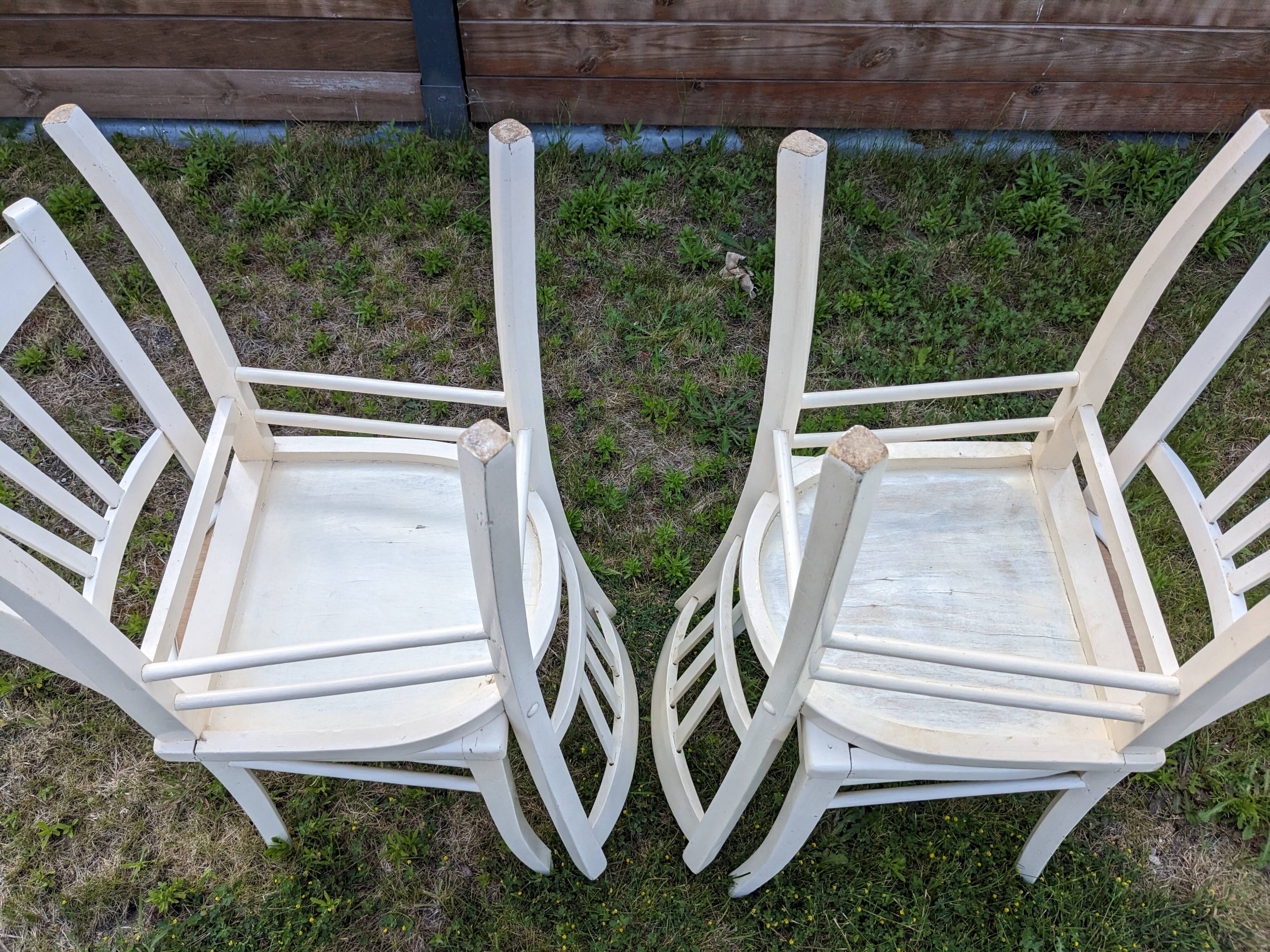 Set of 4 vintage shabby chic bistro chairs