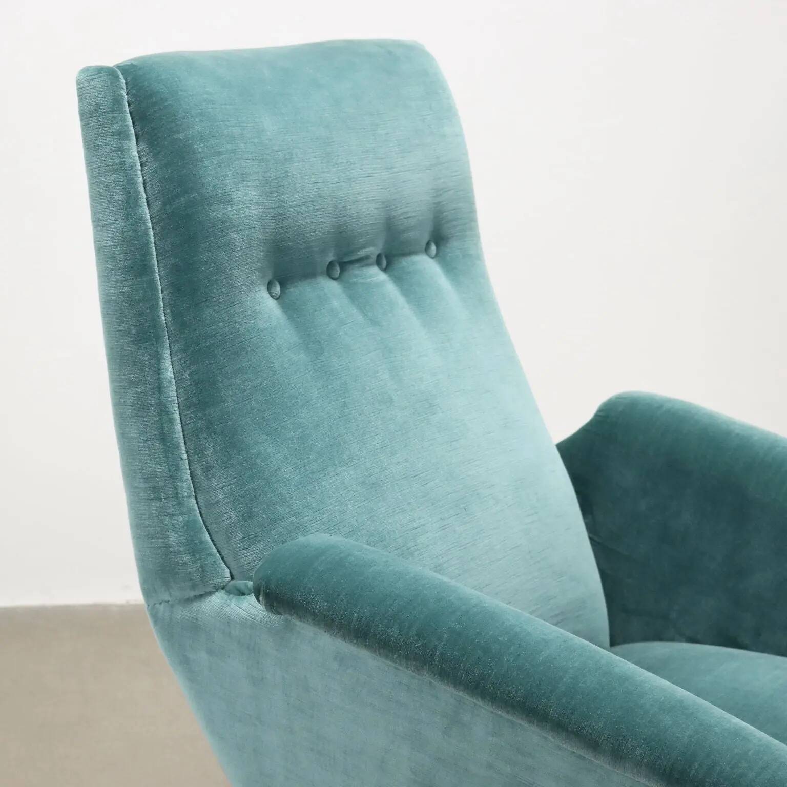 Vintage velvet and brass armchair, design, Italy, 1950s-1960s