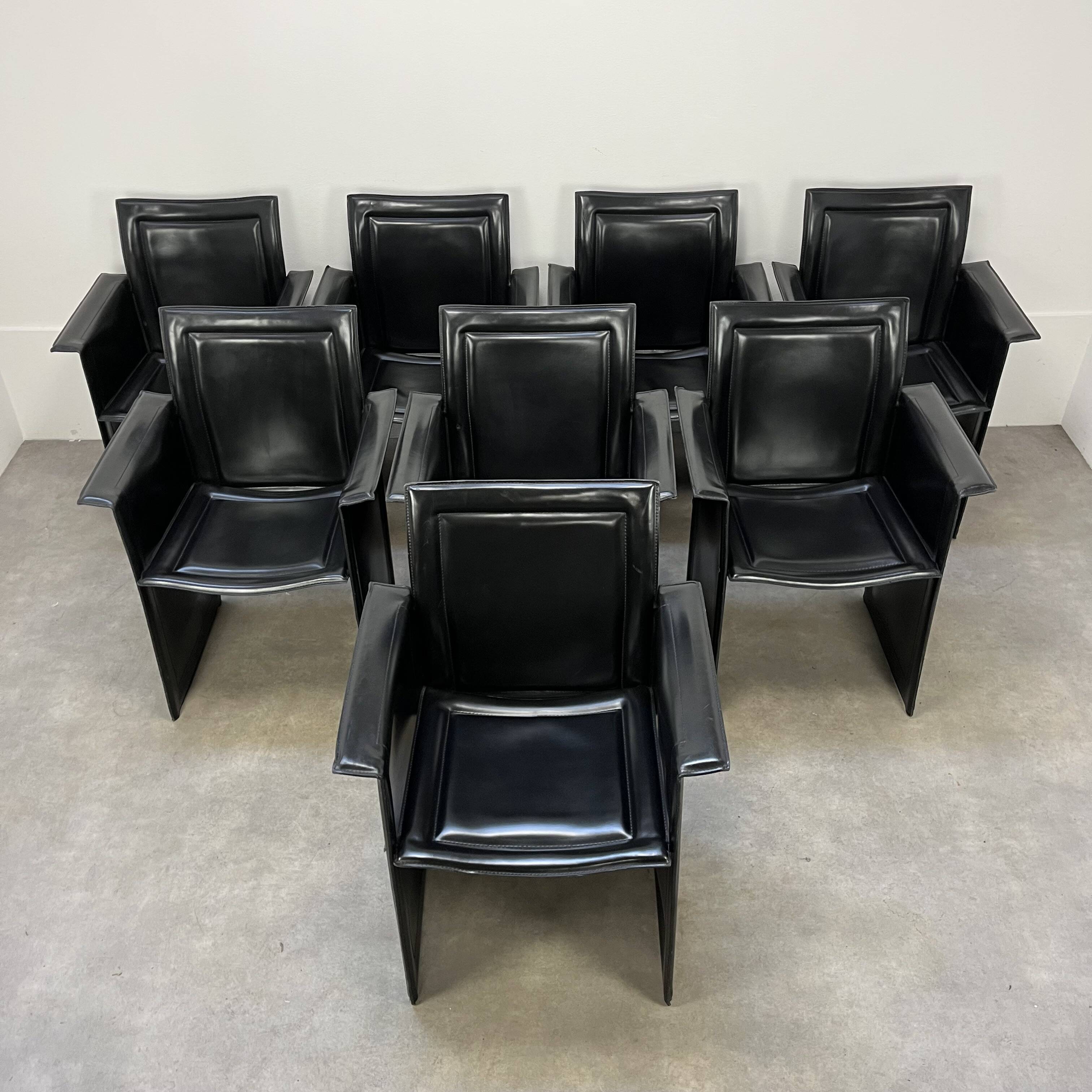 8 style Korium leather chairs in the style of Matteo Grassi