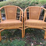 Paire de fauteuils en rotin