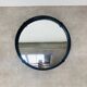Black faux leather framed mirror, 1950s