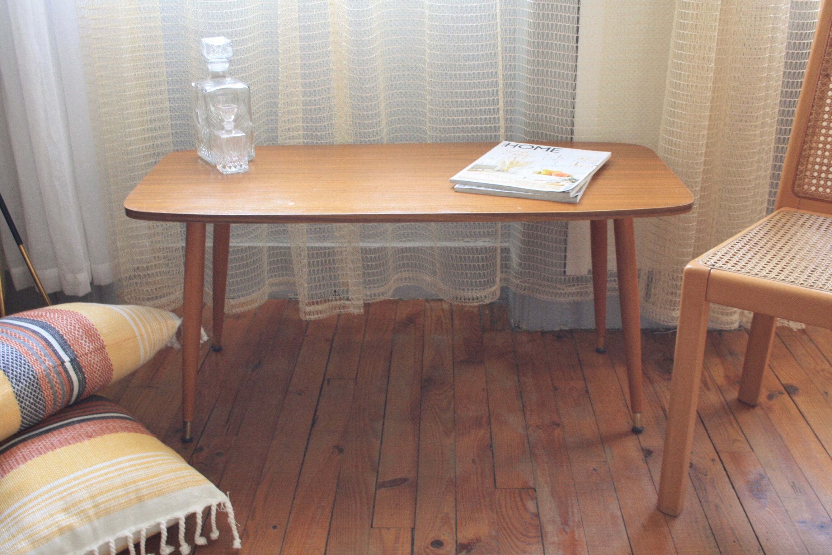 Coffee table wood compass feet