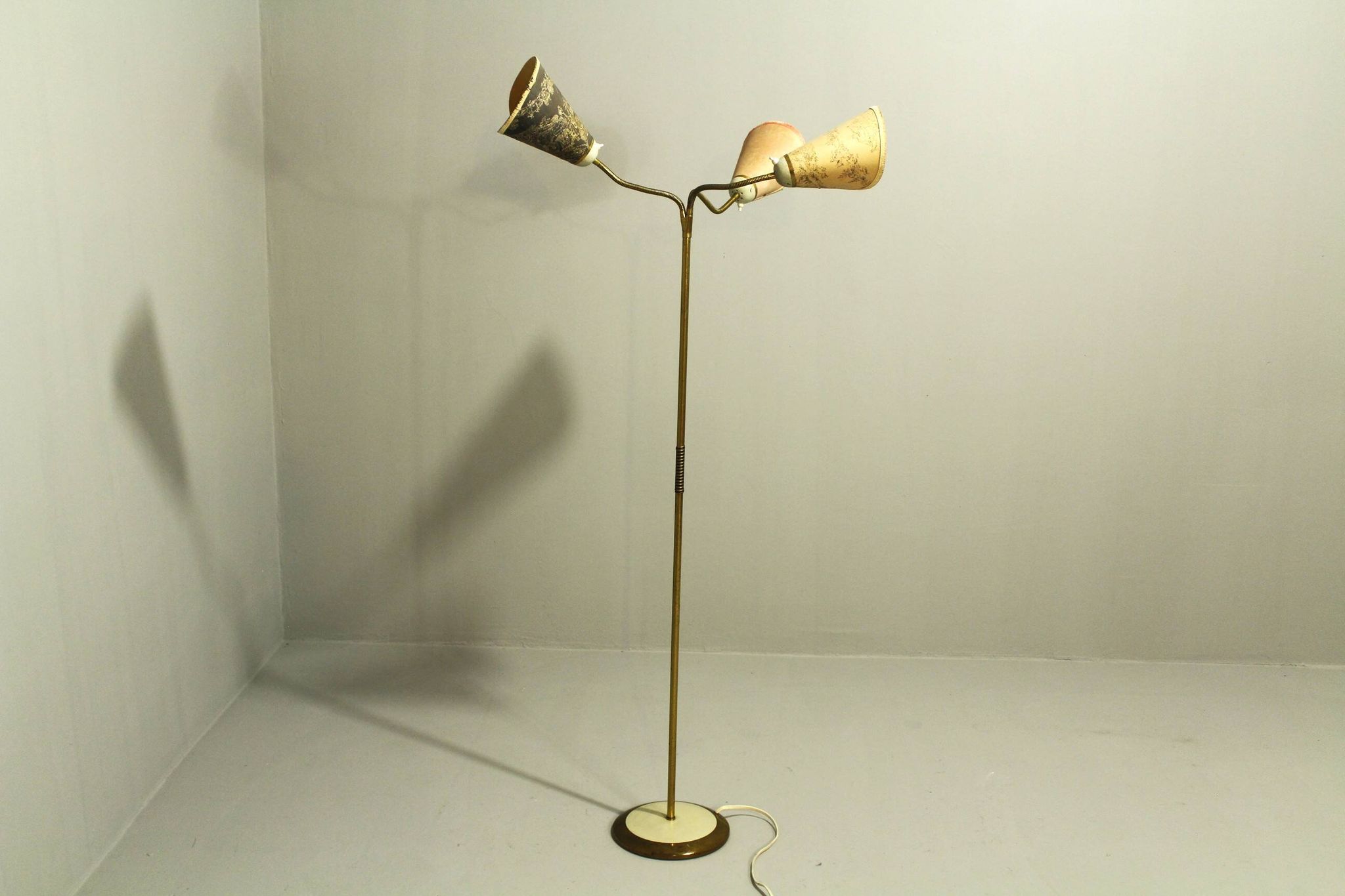 Italian Brass Three Light Floor Lamp, 1960s