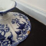 Presentoir en faience creil montereau flora ancien compotier sur piedouche