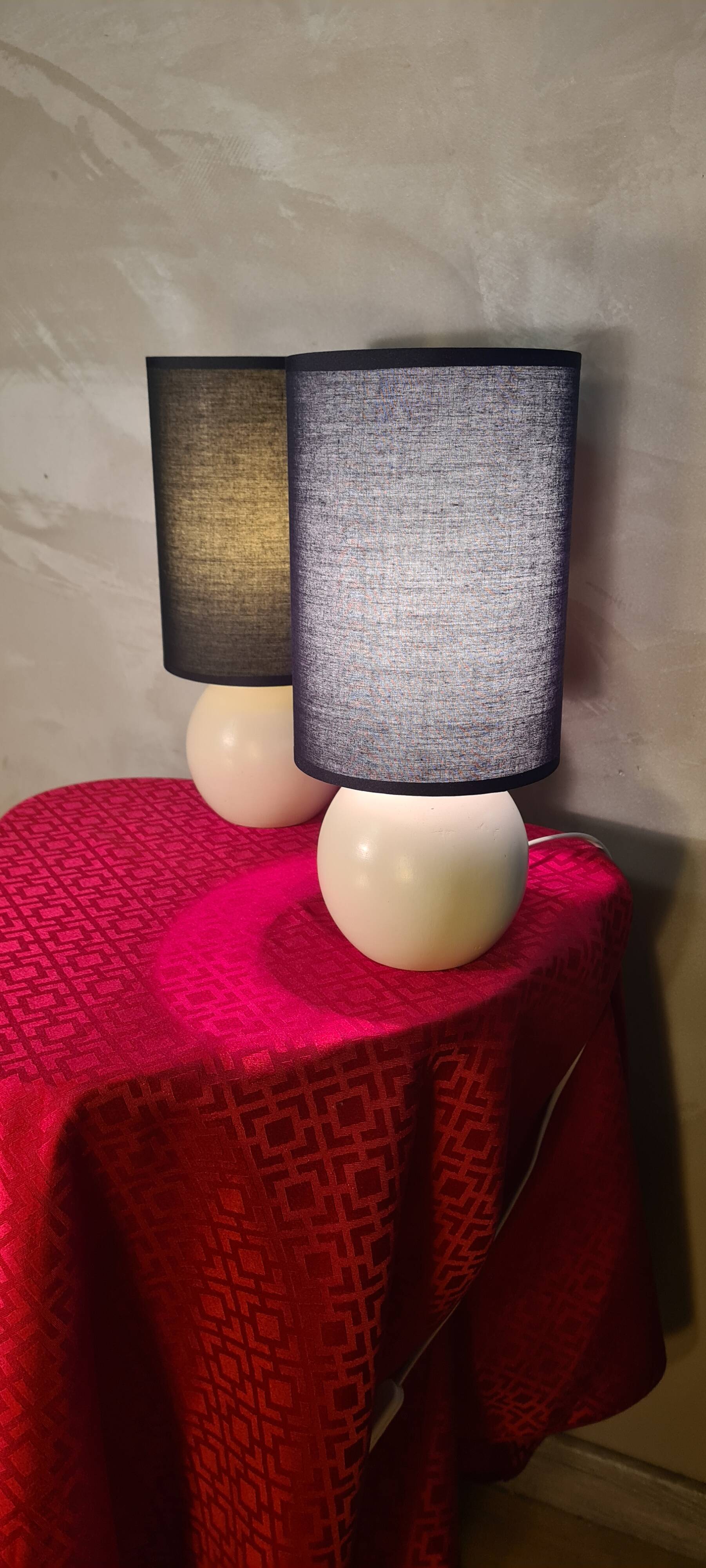 Paire de lampe chevet bois beige et abat jour en noir, scandinave elec ok 3