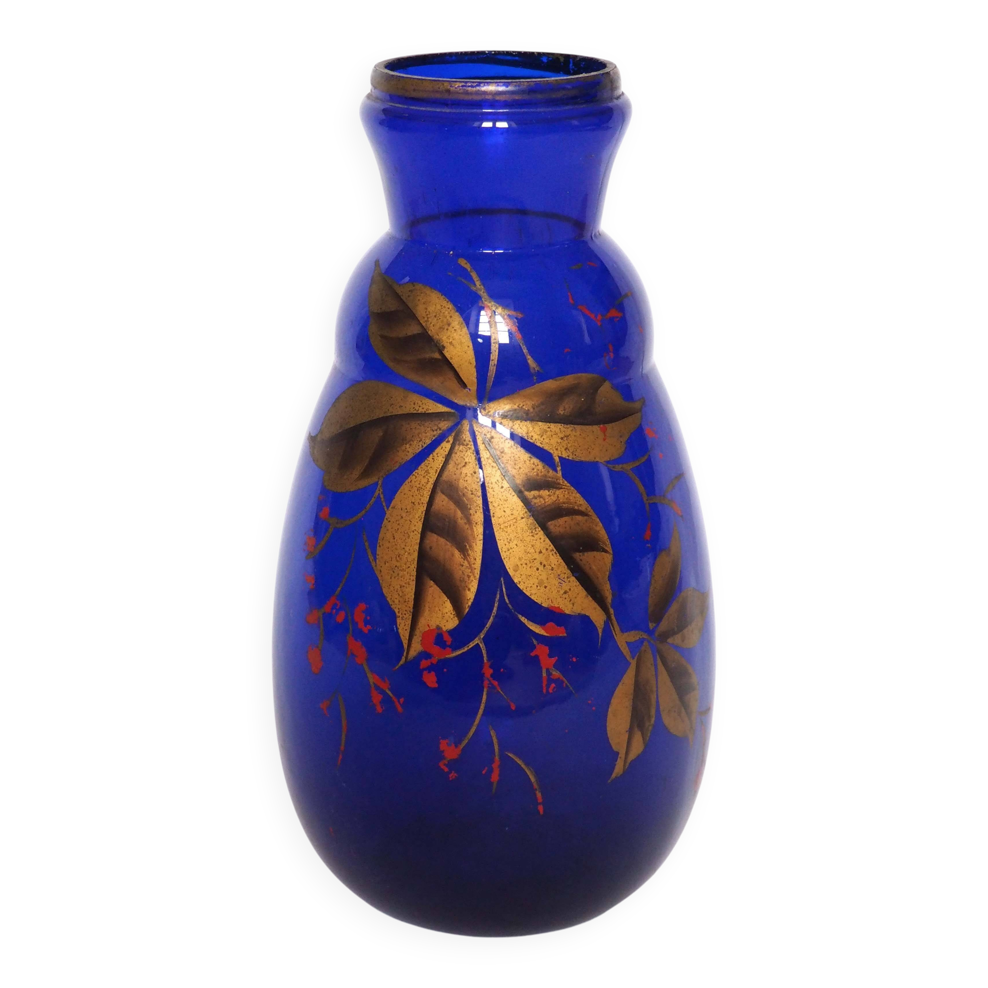 Large midnight blue glass vase