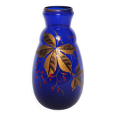 Large midnight blue glass vase