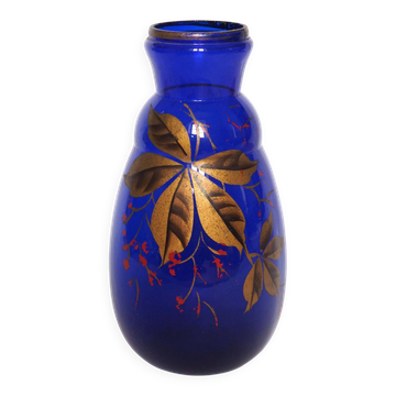 Large midnight blue glass vase