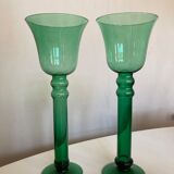 Pair of XXL candle holders in blown glass
