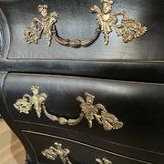Curved chest of drawers, Louis XV style, Bordeaux type, lacquered in black