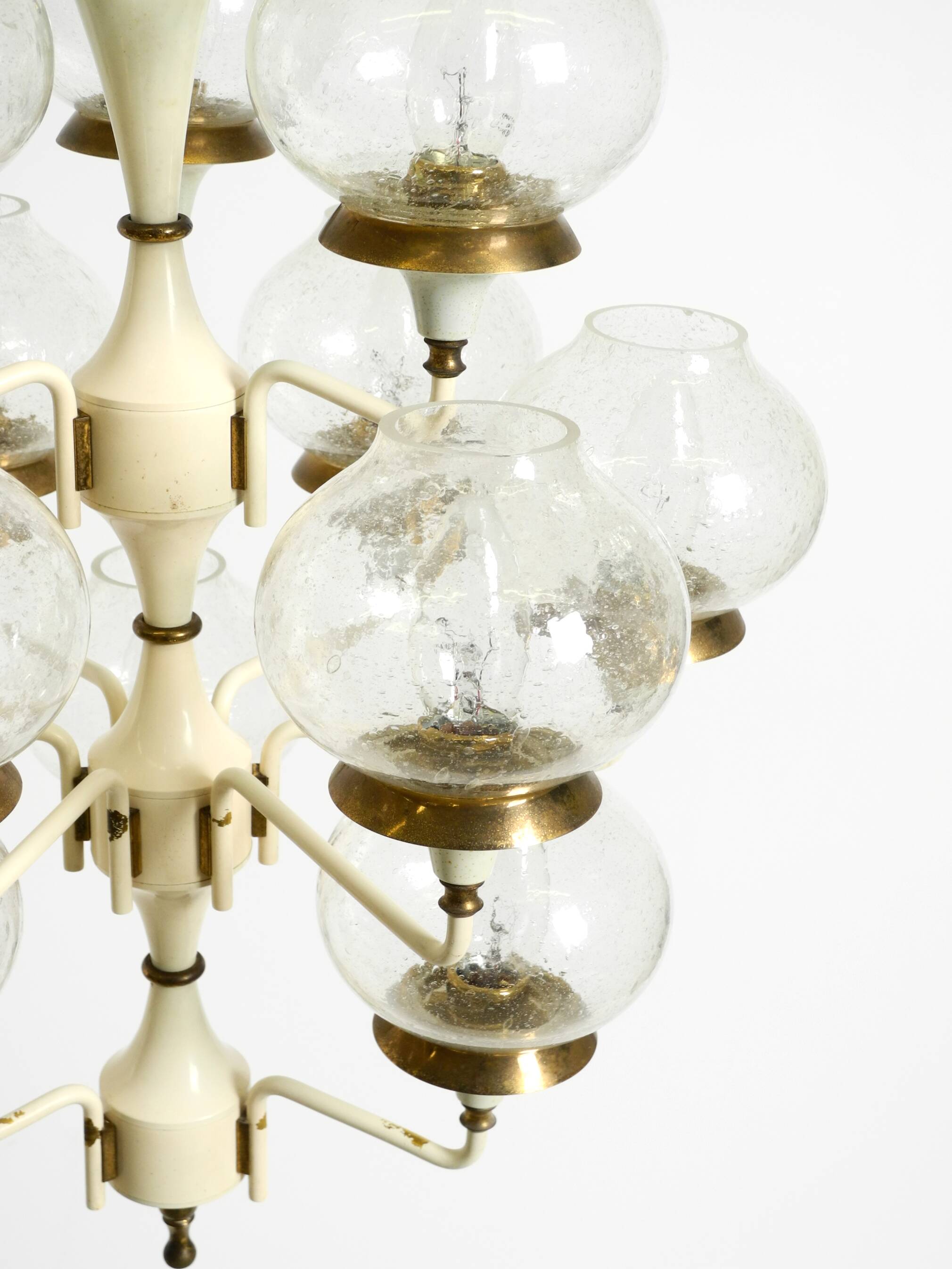Large 1960s brass and glass tulip ceiling lamp by Hans Agne Jakobsson