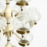 Large 1960s brass and glass tulip ceiling lamp by Hans Agne Jakobsson