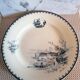 Ancienne assiette faïence terre de fer, décor paysage bleu, Vermont & Blanchet Paris 19ème