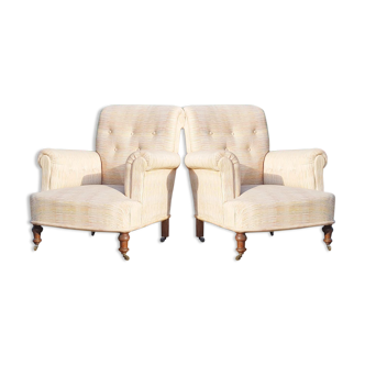 Lot 2 fauteuils anglais crapaud vintage