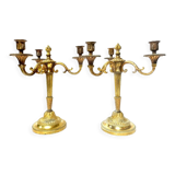 Paire de candélabres en bronze doré et ciselé style Louis XVI