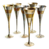6 Flutes Champagne Laiton Argenté Vintage