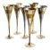 6 Vintage Silver-Plated Brass Champagne Flutes