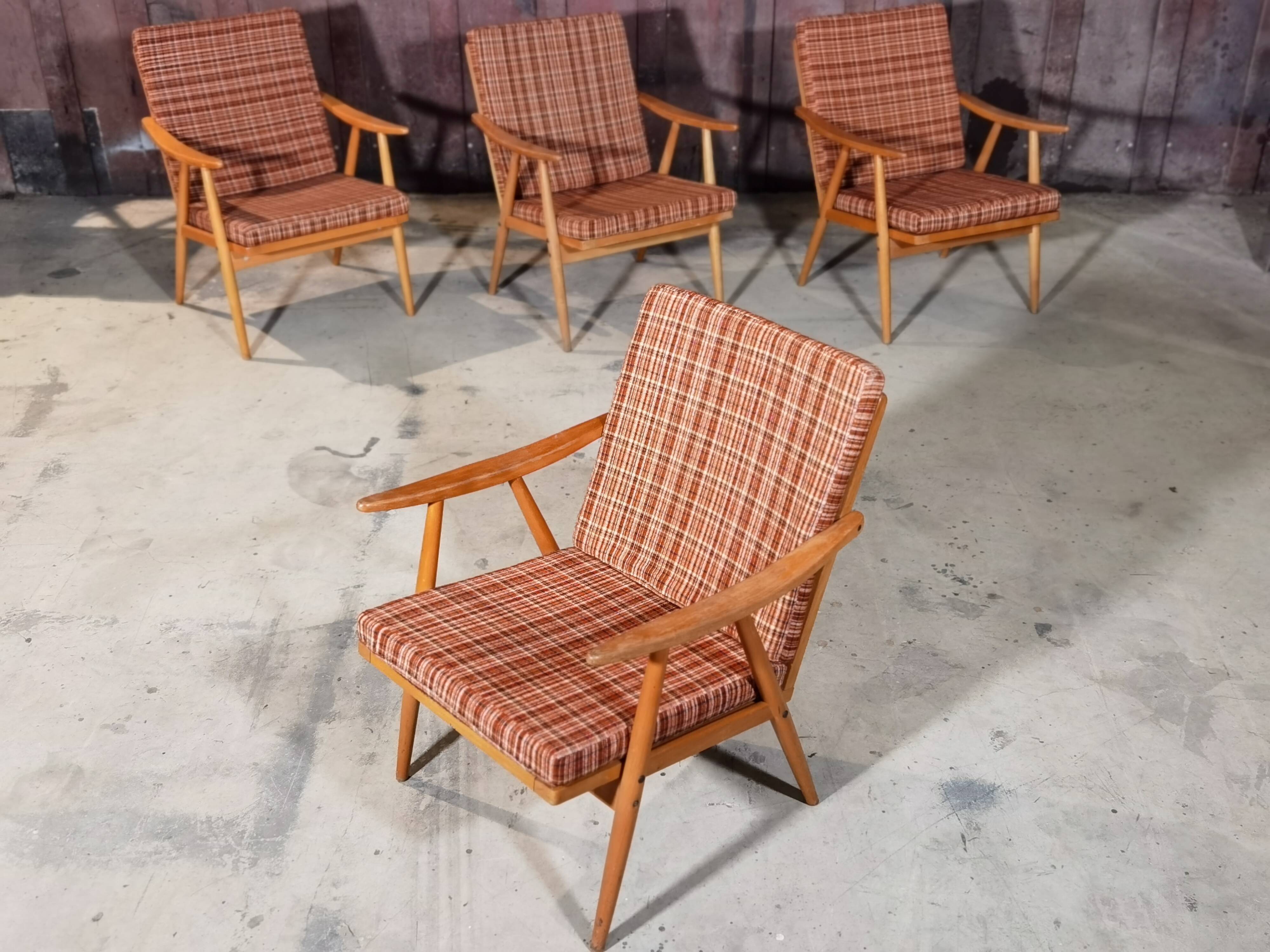 Lot of 4 chairs Thonet Boomerang