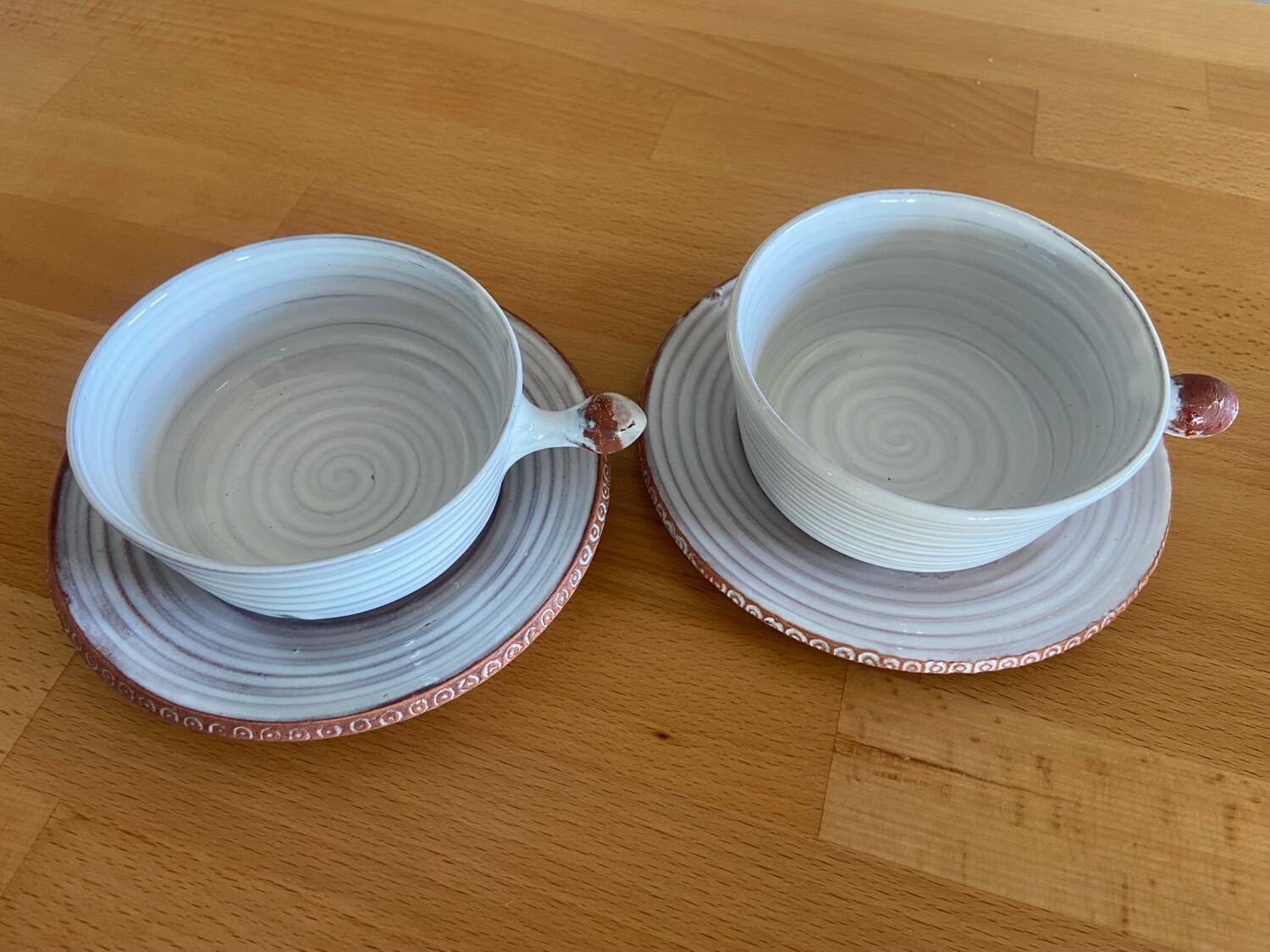 Teapot, 4 cups and 2 saucers Vallauris 50s Grandjean Jourdan