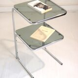 Pair of chrome bedside and 70s glass