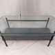 Modernist coffee table with double glass top and black metal - 1950s.