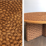 Round coffee table in rope and wood