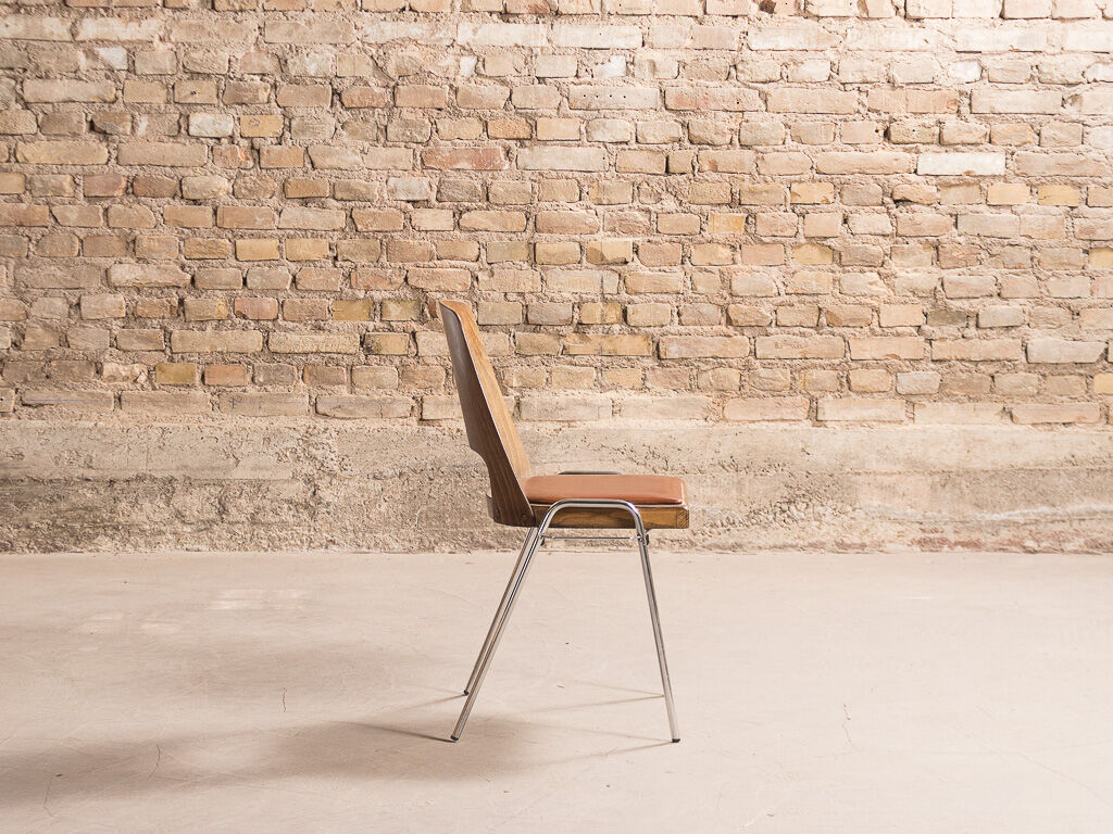 Set of 4 Jomain Baumann chairs, seat in imitation leather cognac, circa 1960